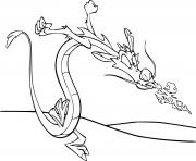 mushu le petit dragon de mulan dessin à colorier
