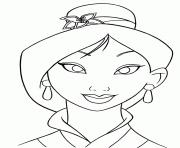 visage de princesse mulan dessin à colorier