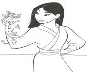 Coloriage Mulan coupe ses cheveux dessin