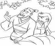 Coloriage Li shang reconforte Mulan dessin