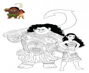 Coloriage cute mini vaiana et pua dessin