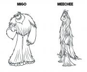 Coloriage yeti et compagnie Film Migo Meechee dessin