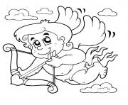 Coloriage cupidon dans les nuages