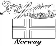 norway drapeau skiing dessin à colorier