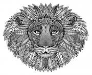 mandala animaux adulte tete de lion dessin à colorier