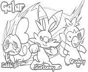 Coloriage pokemon sword shield starters by gladioh