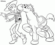 le cow boy Woody et son cheval dessin à colorier