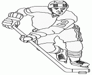 Coloriage dessin d un joueur de hockey qui veut recuperer la rondelle dessin