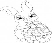 lapin de paques avec panier et œufs dessin à colorier