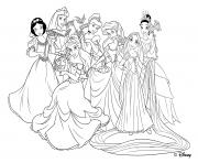 raiponce et les princesses disney dessin à colorier