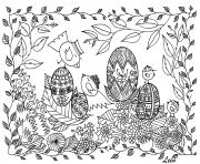 Coloriage Joyeux paques oeuf fleurs 2019 dessin