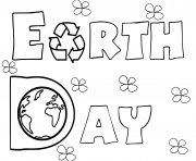 Coloriage jour de la terre planete avec des fleurs dessin