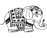 Coloriage un elephant qui se lave dessin
