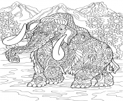 mammoth Elephant Adulte Zentangle dessin à colorier