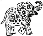 Coloriage un elephant avec une fleur dessin