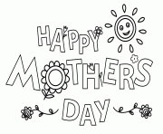 happy mothers day fleurs et soleil dessin à colorier