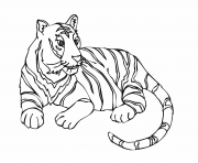 tigre dans la savane dessin à colorier