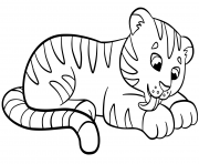 Coloriage cartoon cute tigre dessin