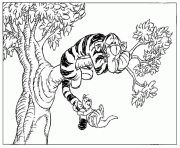 Tigrou a peur sur une branche dessin à colorier