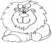 une lionne avec un noeud dans sa criniere dessin à colorier
