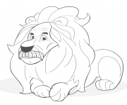 Coloriage lion dans la savanne dessin