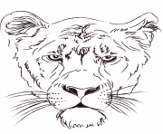 lioness head dessin à colorier