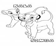 simba et nala bebe roi lion dessin à colorier