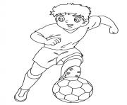 Coloriage petit garcon gardien de but foot dessin