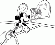 Garcon Mickey joue au basket dessin à colorier