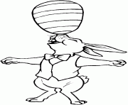 lapin equilibriste avec un oeuf dessin à colorier
