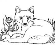 Coloriage renard assis kawaii maternelle dessin
