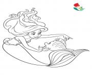 Coloriage La petite Sirene Ariel la plus jeune des 7 filles du Roi Triton dessin