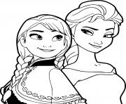 les soeurs et princesses anna et elsa dessin à colorier
