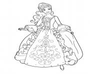 princesse barbie avec une jolie robe dessin à colorier