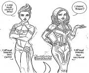 Coloriage Captain Marvel Poster Cartoon SuperGirl Heros dessin