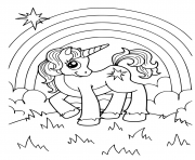 licorne arc en ciel dans le jardin magique dessin à colorier