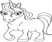 licorne kawaii princesse facile dessin à colorier