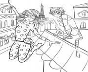 miraculous dans la ville de paris en amoureux dessin à colorier