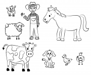 le fermier et ses animaux dessin à colorier