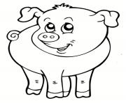 Coloriage cochon souriant animal de la ferme dessin