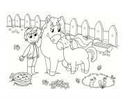 poney a la ferme dessin à colorier
