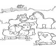 Coloriage animaux de la ferme pour les enfants de chevre vache cochon dindon le chien et avale dessin