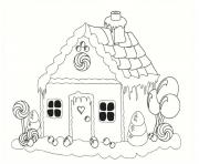 maison pain depice noel neige dessin à colorier