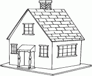 Coloriage belle maison simple avec fenetres et chemine dessin