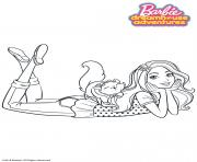 Barbie et son chat dessin à colorier