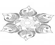 Mandala poisson dessin à colorier