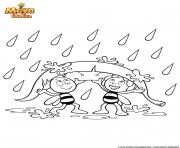 Maya et Willy contre la pluie dessin à colorier