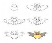 comment dessiner chauve souris dessin à colorier