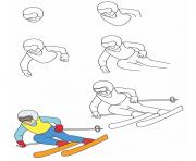 comment dessiner ski de fond dessin à colorier