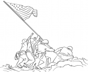 raising the drapeau on iwo jima dessin à colorier